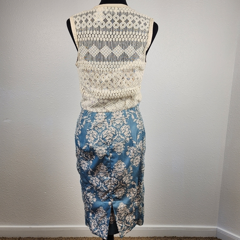 Bequile Byron Lars Fleiur De Lys Anthropologie Pencil Midi Dress Size 4 - Picture 5 of 11